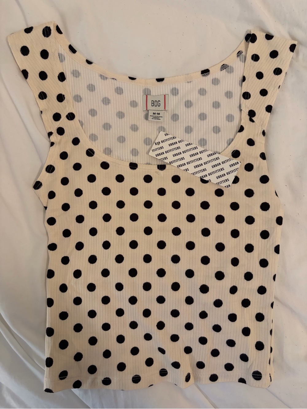 BDG Cream Tank Top with Black Polka Dots